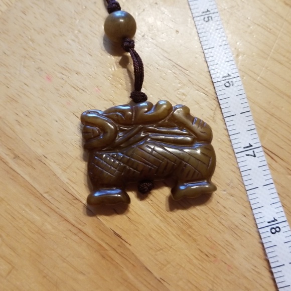 Genuine Brown Jade Dragon Necklace - Picture 4 of 4